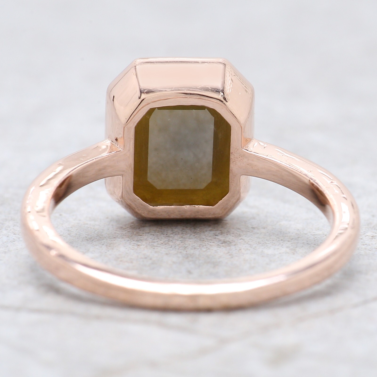2.85 Ct Emerald Cut Yellow Color Diamond Ring 14K Rose Gold Engagement Gift Ring
