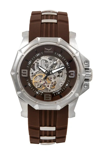 Aquaswiss Vessel G Automatic Stainless Steel Blrown Silicon Strap Watch 81GA008