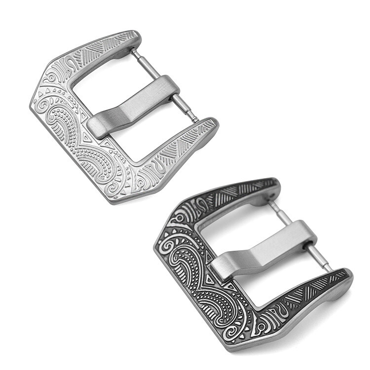Engraved Brushed Stainless Steel Large Buckle Clasp Tang 18mm,20mm,22mm,24mm
