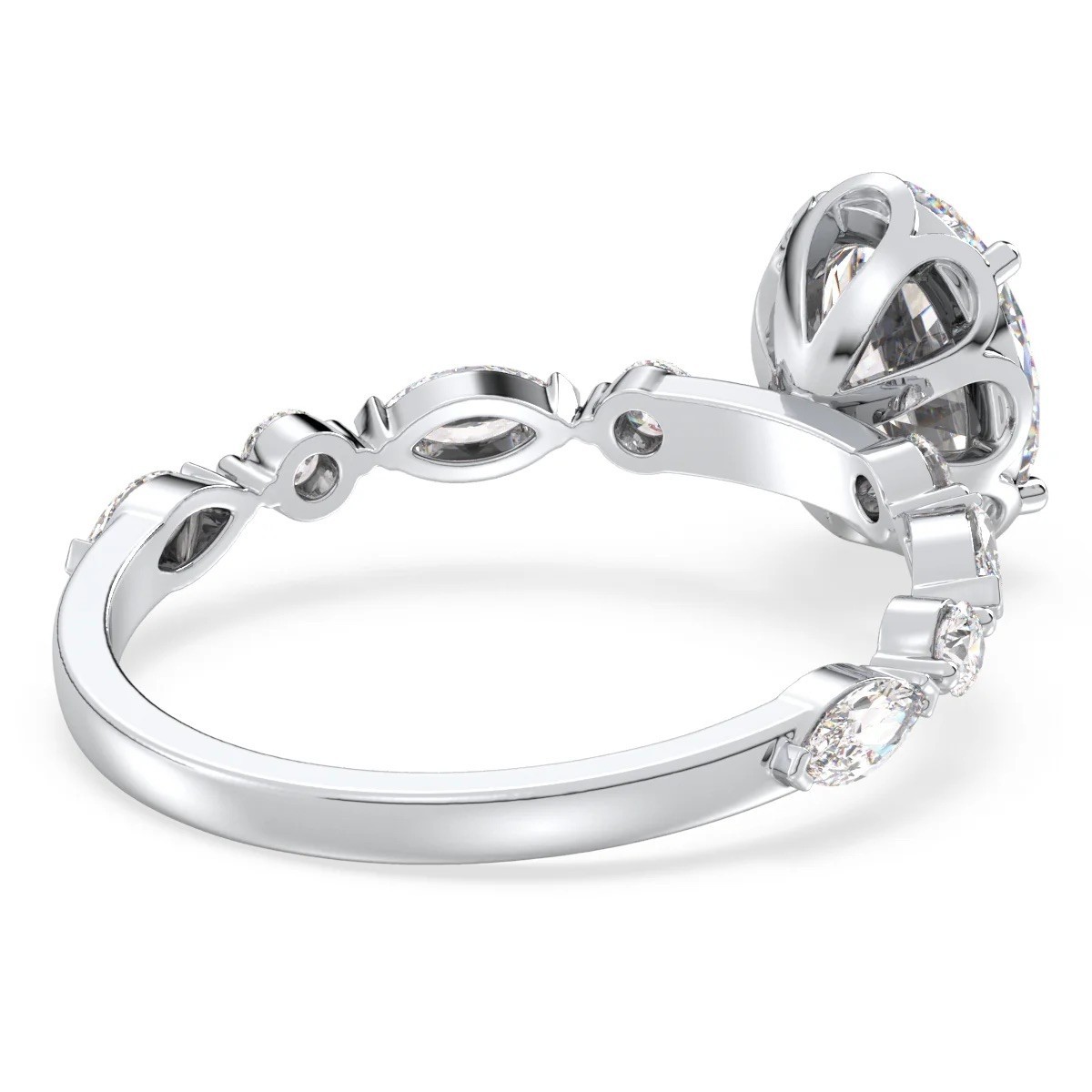 EF-VS1 1 2 3 CT Oval & Marquise Lab Grown Diamond Engagement Ring 14k Gold