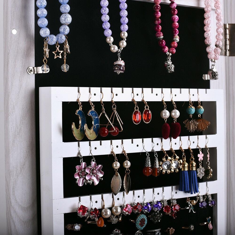 Hanging Wall Mount Photo Display Jewelry Armoire Cabinet Organizer Box W/ Mirror