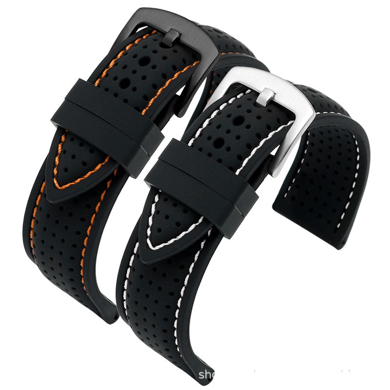 Silicone Watch Strap 20 22 24mm Waterproof Breathable Mens Sport Outdoor Band