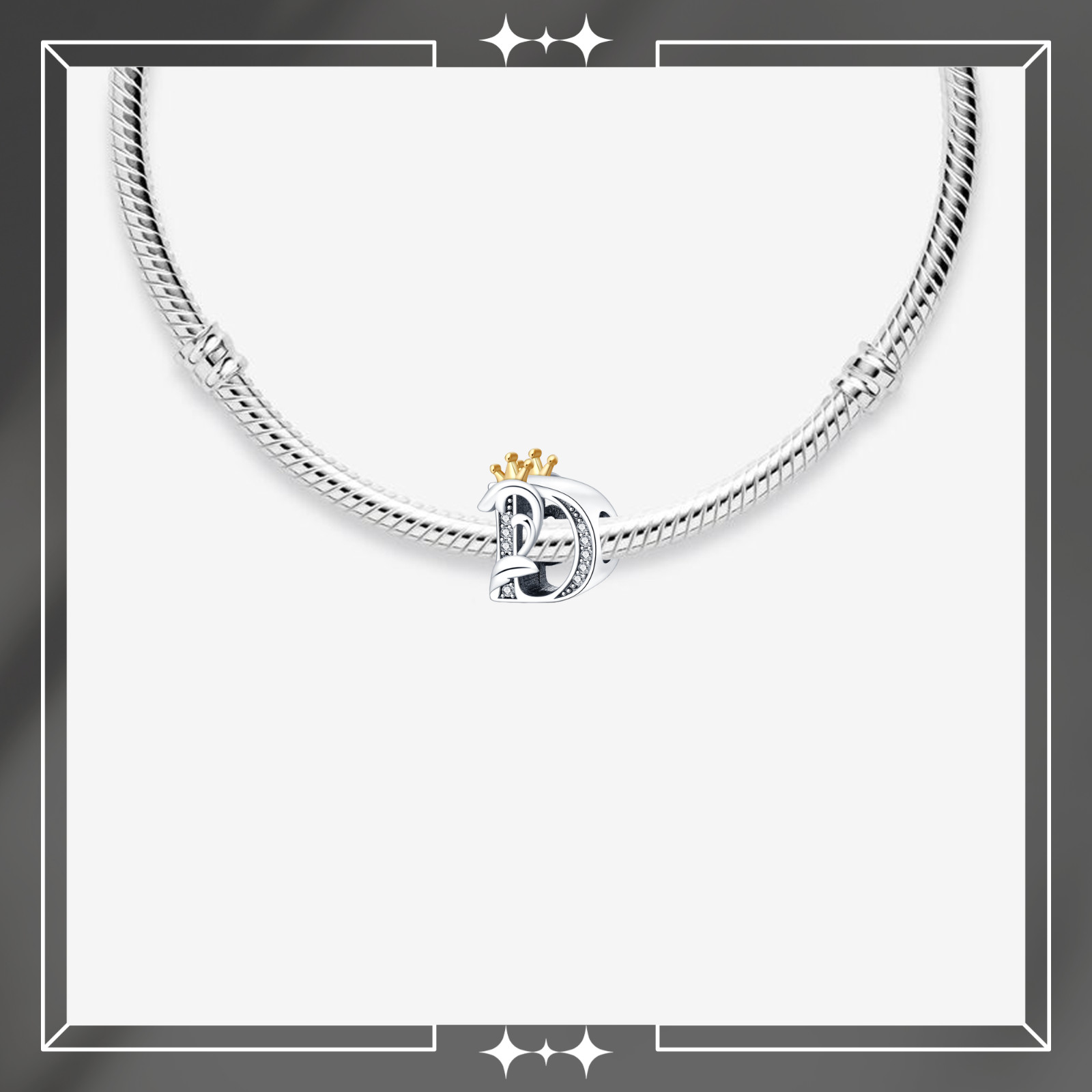 Crown D Letter Charm For Bracelet, D Letter Charm, Crown Letters Charm