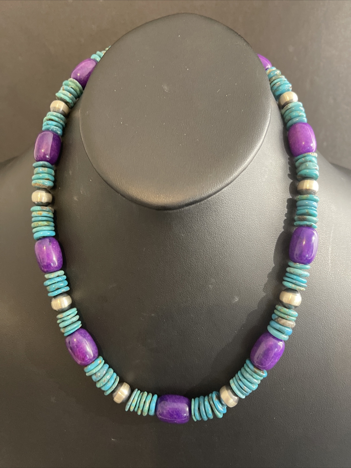 without tags Sterling silver Turquoise sugilite Necklace 19 Inch G2U