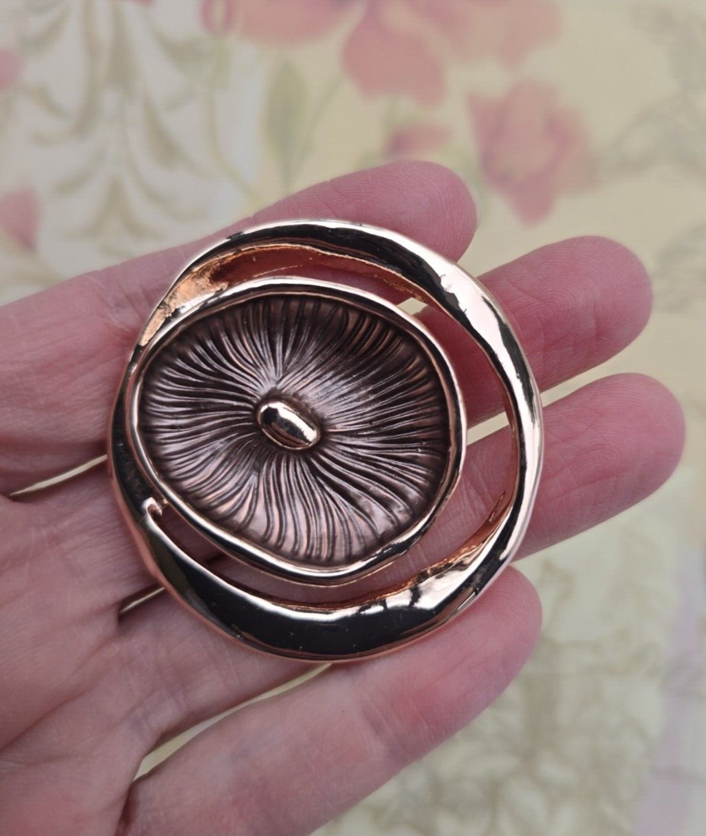 Contemporary Copper Rose Gold tone Magnetic brooch. Pin free scarf brooch