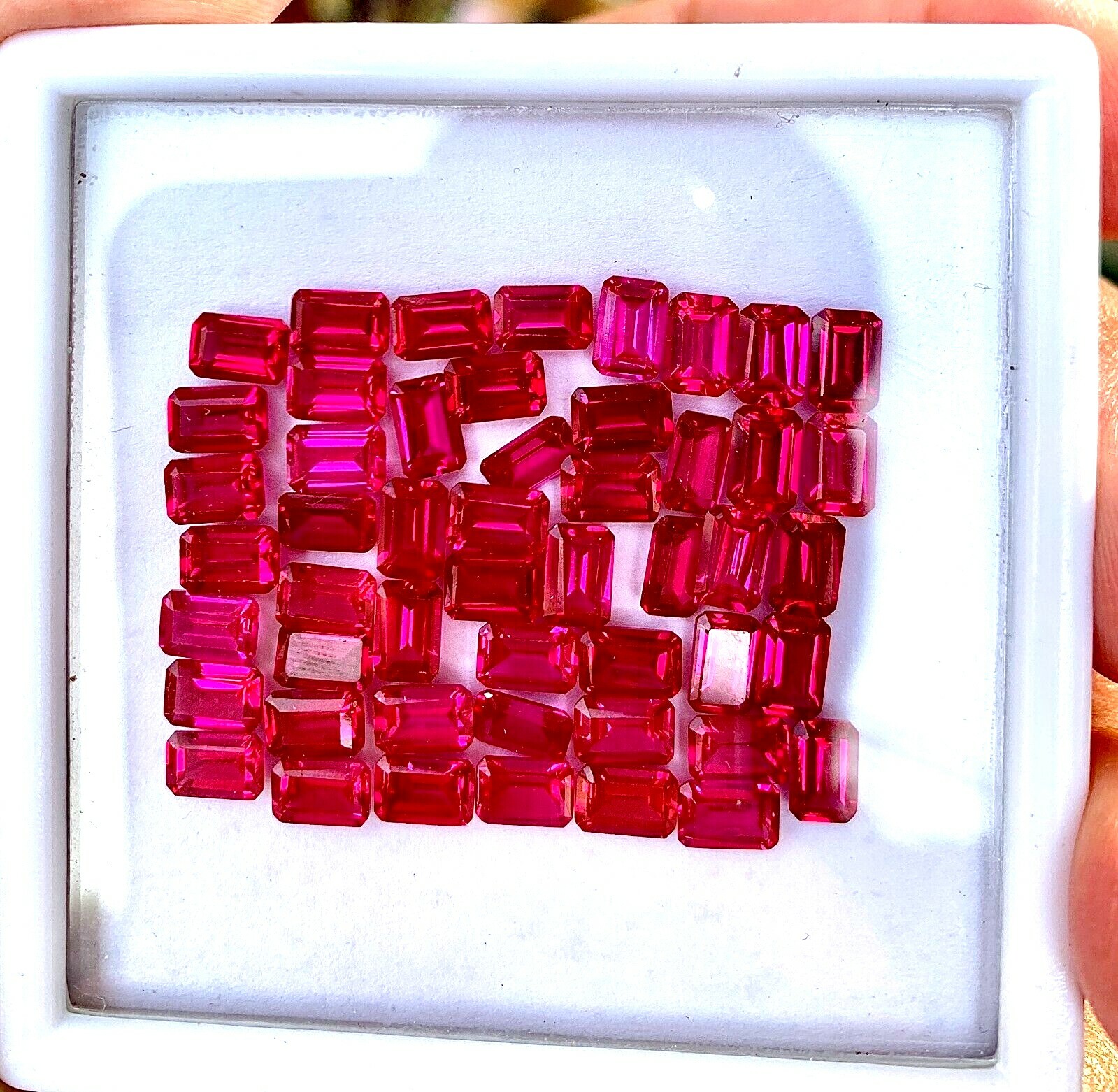 40 Pcs Natural Mogok Red Ruby Emerald 8.00 x 6.00 MM Certified Treated Gemstone