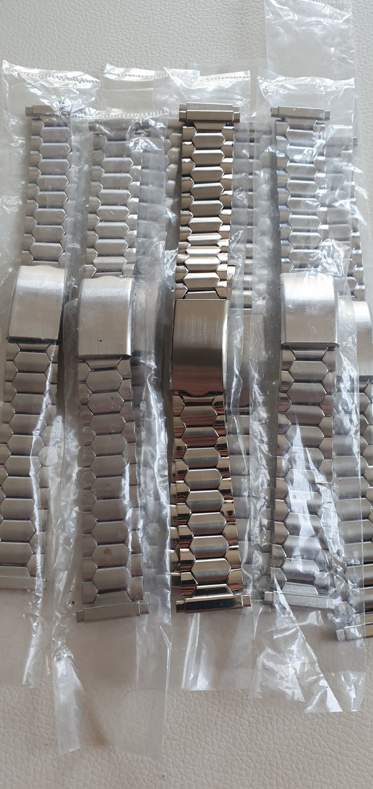 NOS Vintage Stainless Steel Coffin Link Watch Band 16-20mm Telescopic Bracelet