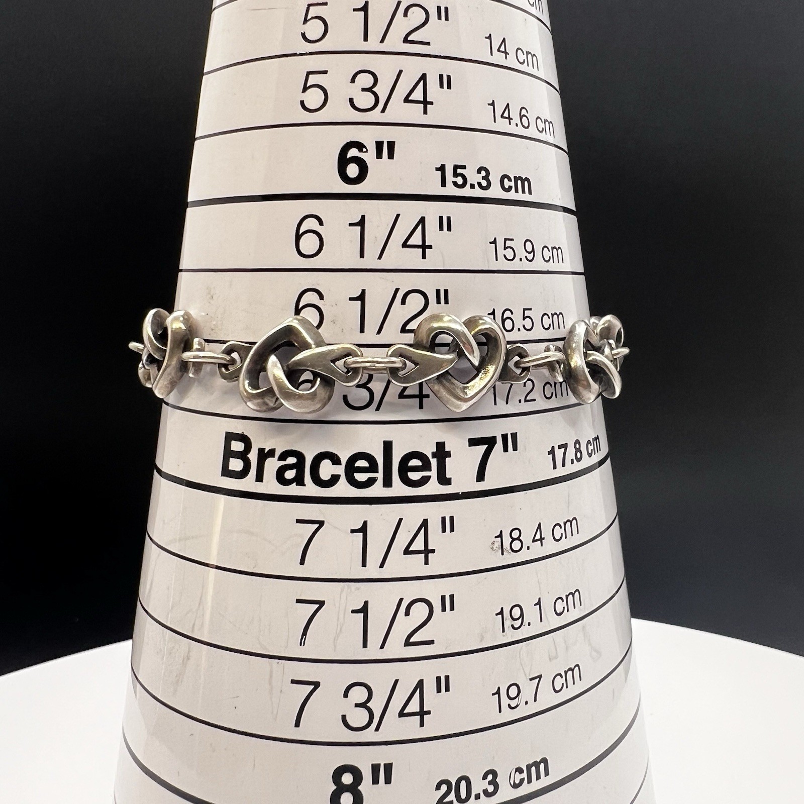 Retired James Avery Sterling Silver Open Heart Love Knot 6.5” Bracelet
