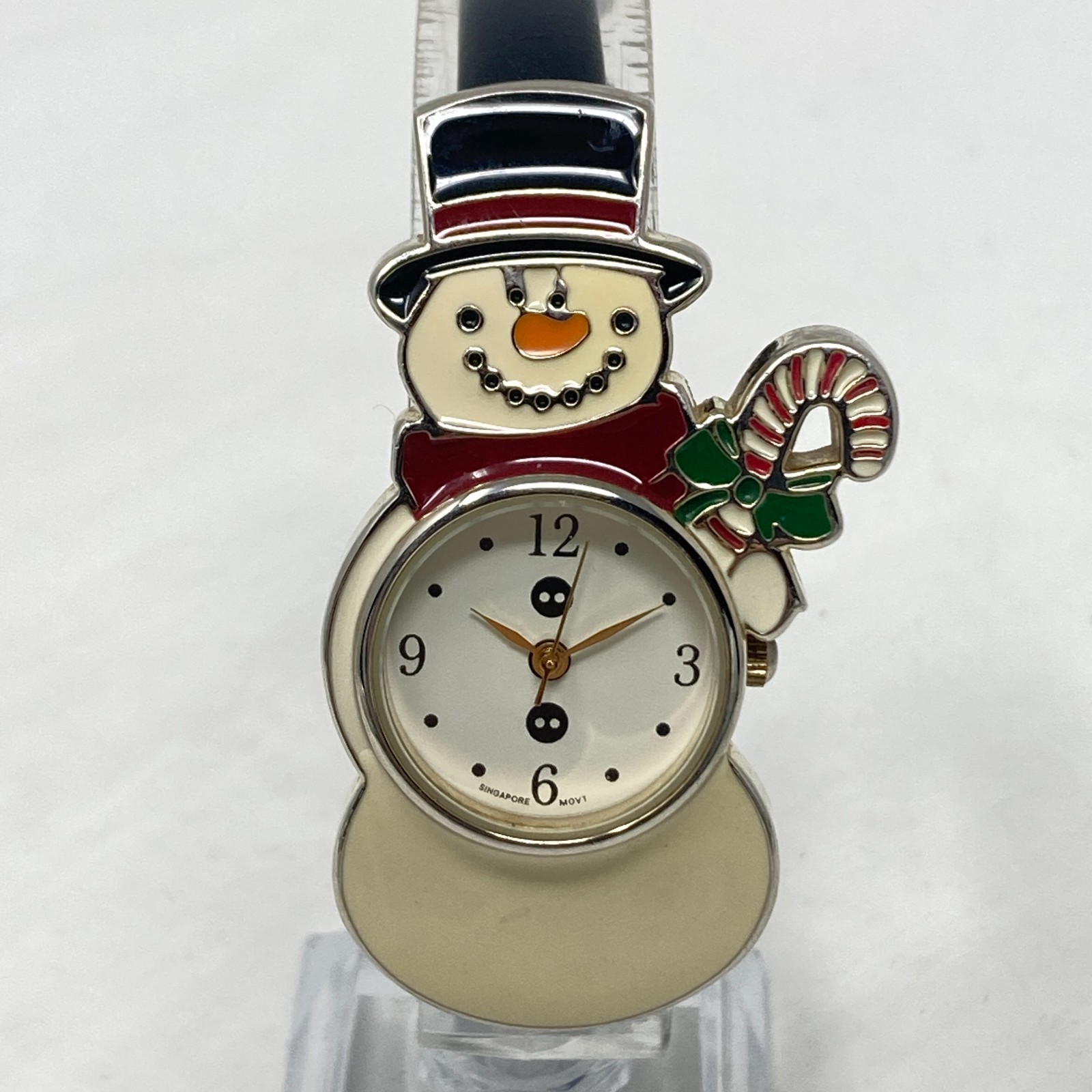 Kim Rogers Women’s Watch Snowman Silver Tone Enamel Winter New Battery 9″