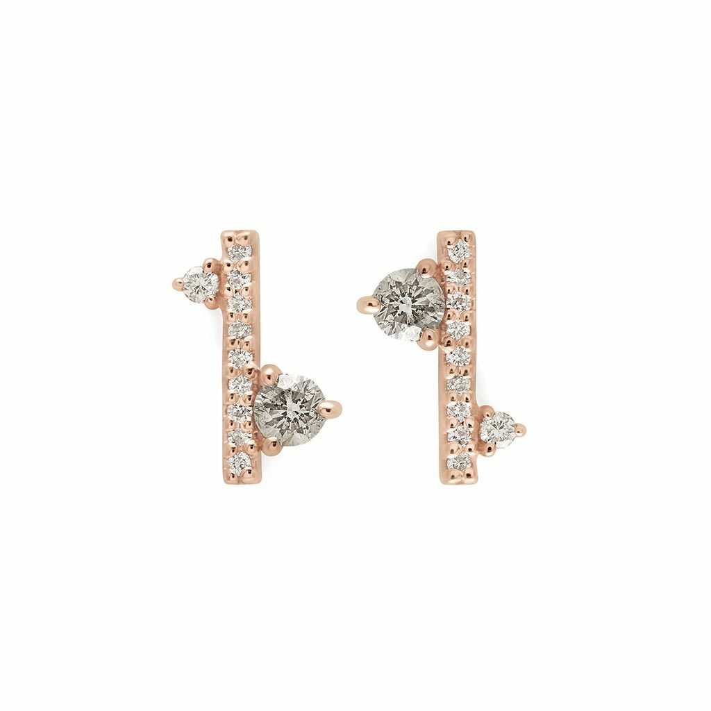 0.5ct Lab-Created Moissanite Vertical Bar Minimal Stud Earrings Rose Gold Plated