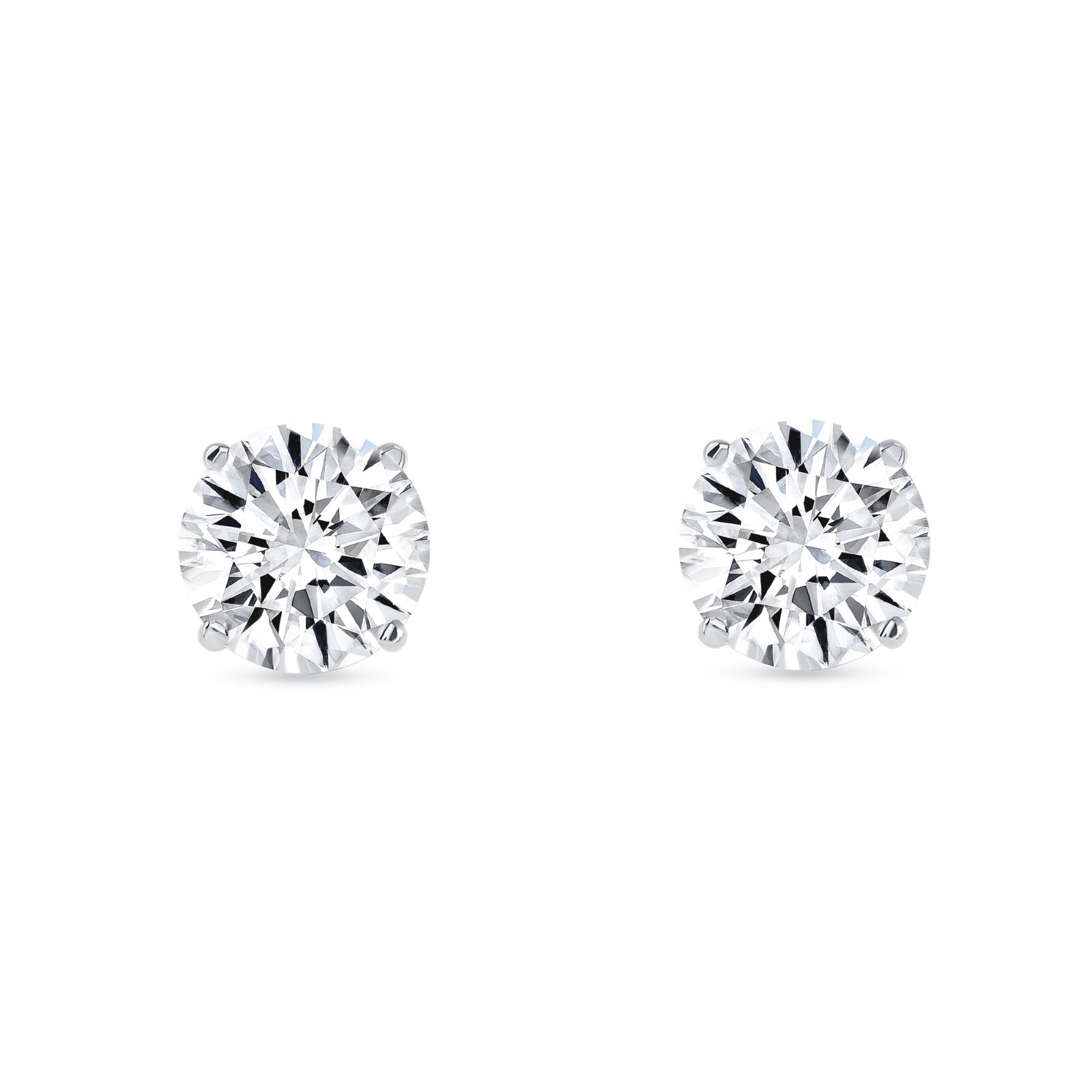 6 Ct Round Real 14K White Gold Created Diamond Earrings Studs Basket Screw Back