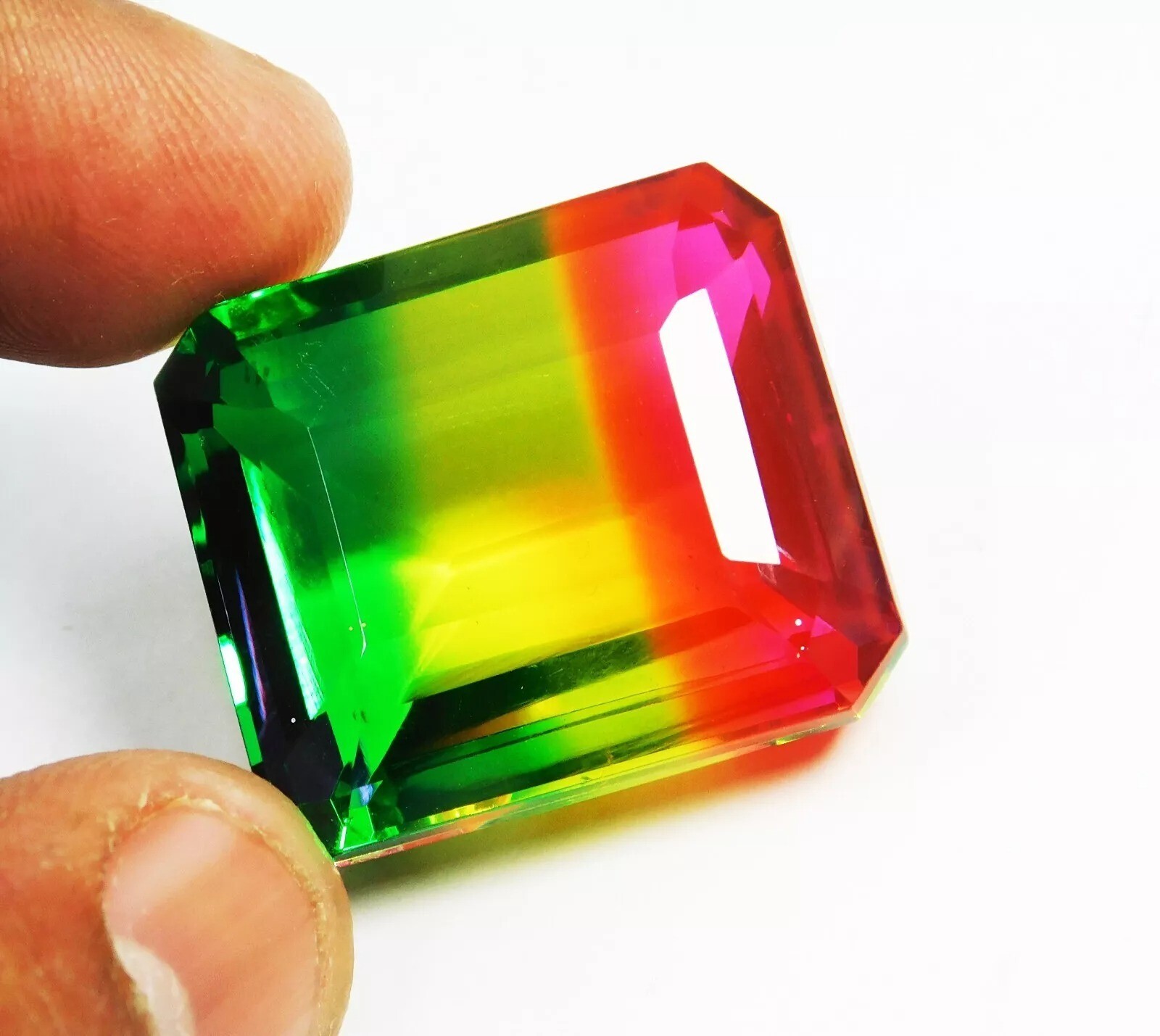 Watermelon Tourmaline Emerald Top Quality 76-78 Ct Natural Certified Gemstone