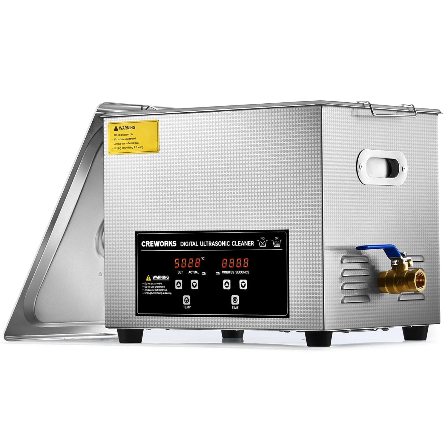 CREWORKS 10L Digital Ultrasonic Cleaning Machine with Heater & Timer,