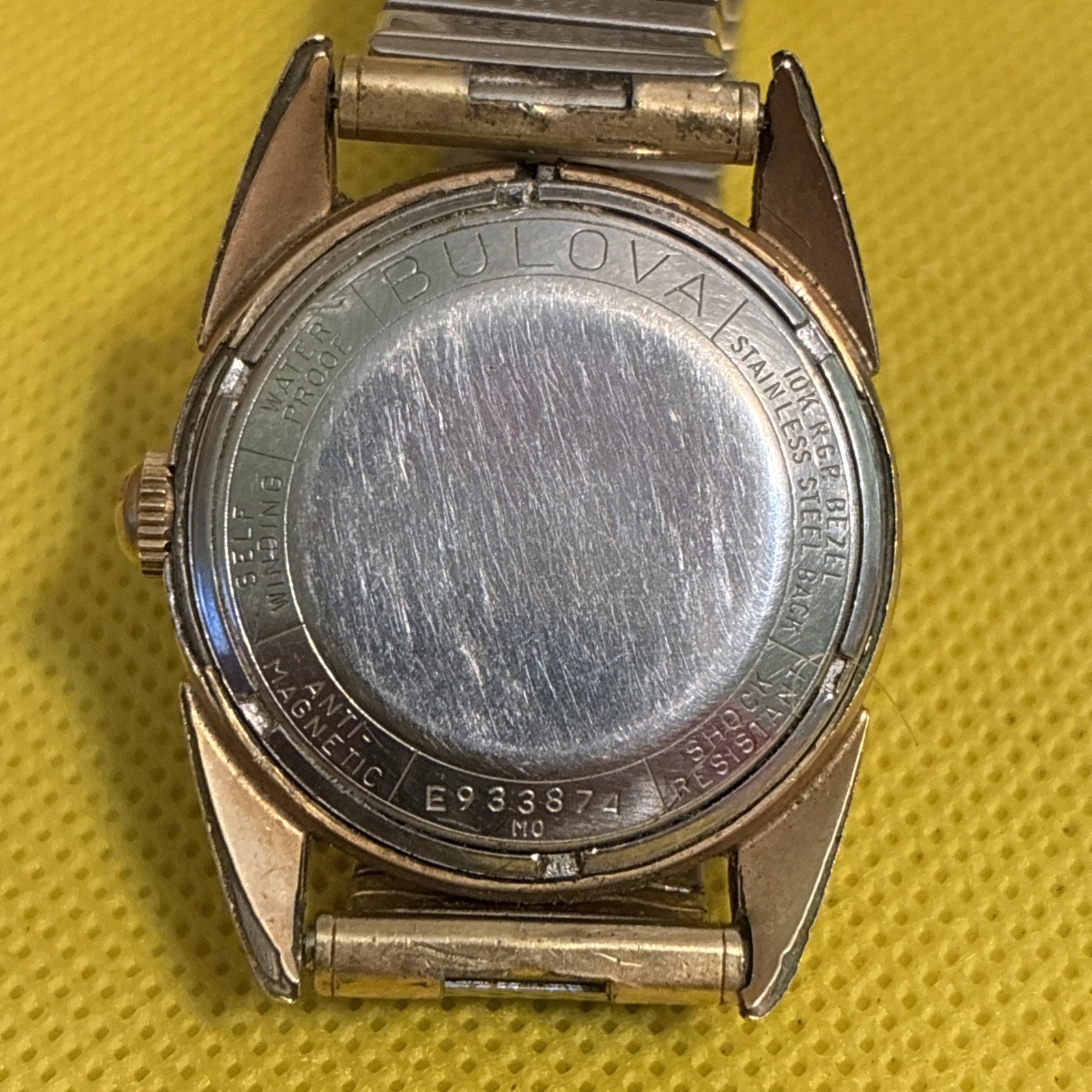 Vintage Bulova E933874 23 Jewels Self-winding Men’s Watch Sunburst 10K RGP