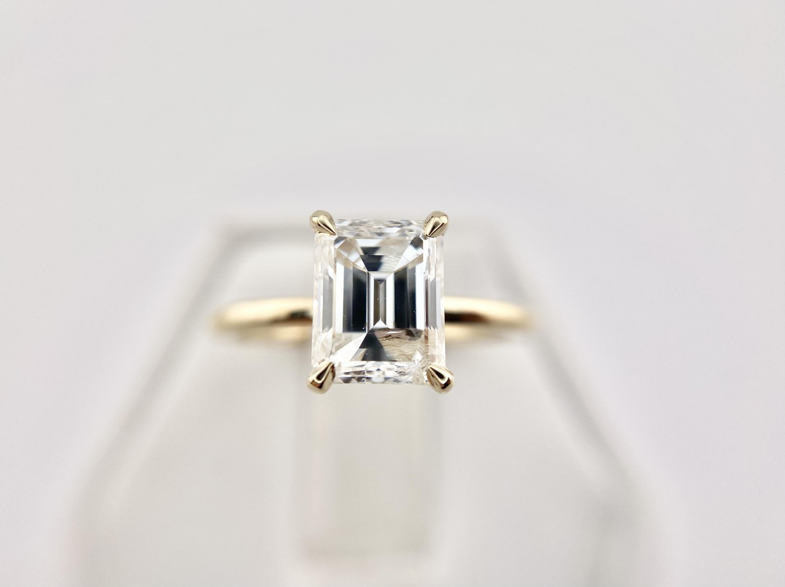 14k Yellow Gold Natural Emerald Cut Diamond GIA Certified Engagement Ring