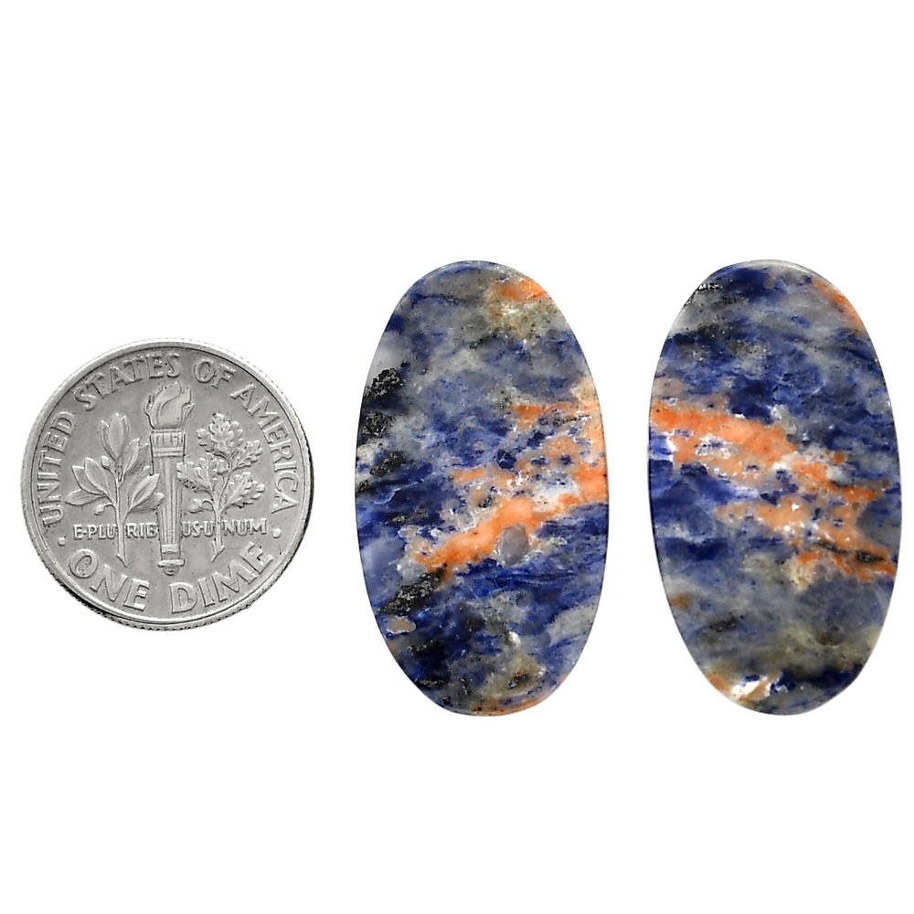 Natural Sodalite Pair 15.5×27.75×4.3 mm Oval Shape Polished Gemstone LS26-04372