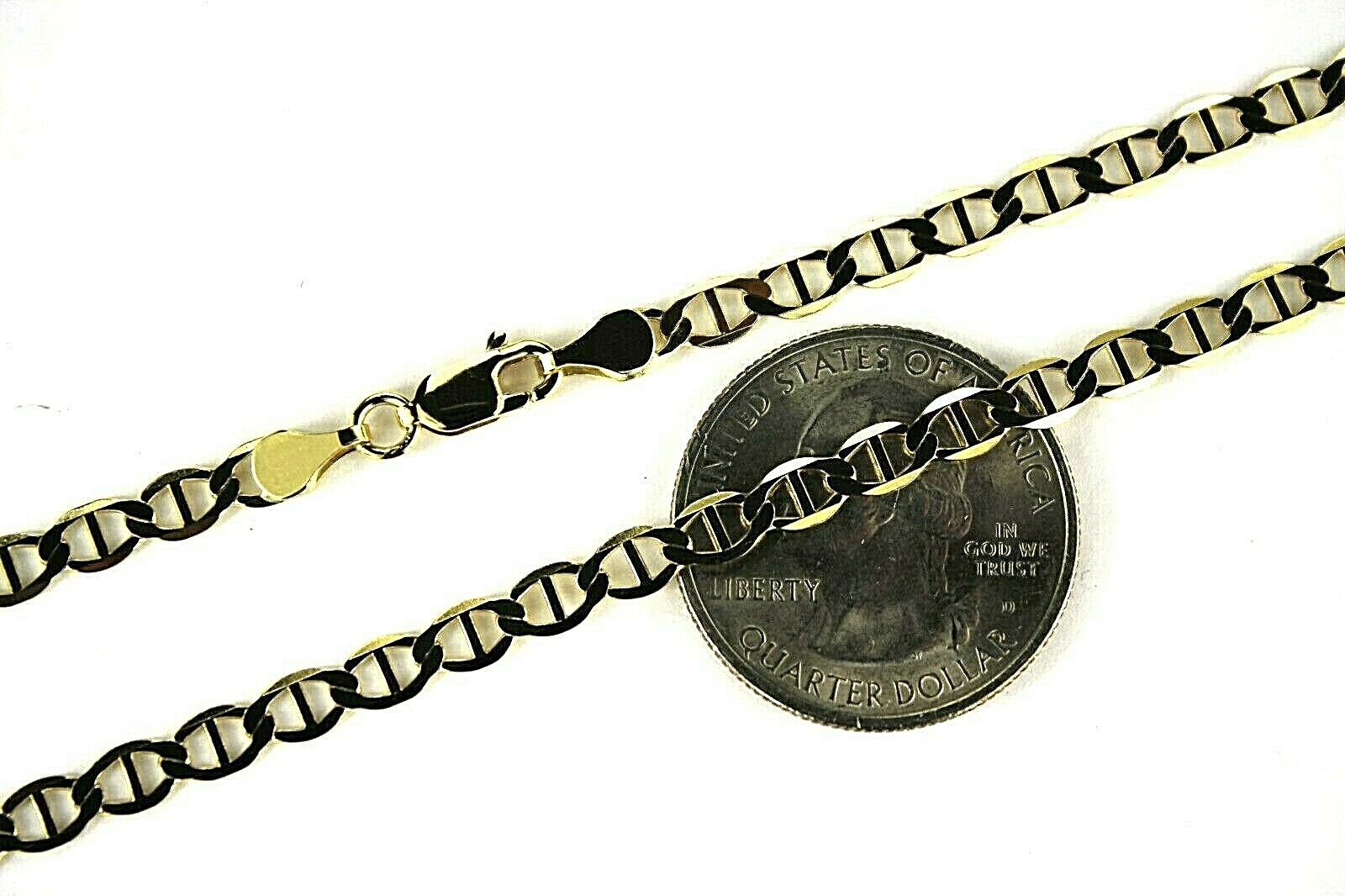 10K Solid Yellow Gold Mariner Link Chain Necklace Men Women 2mm~7.5mm 16″~30″