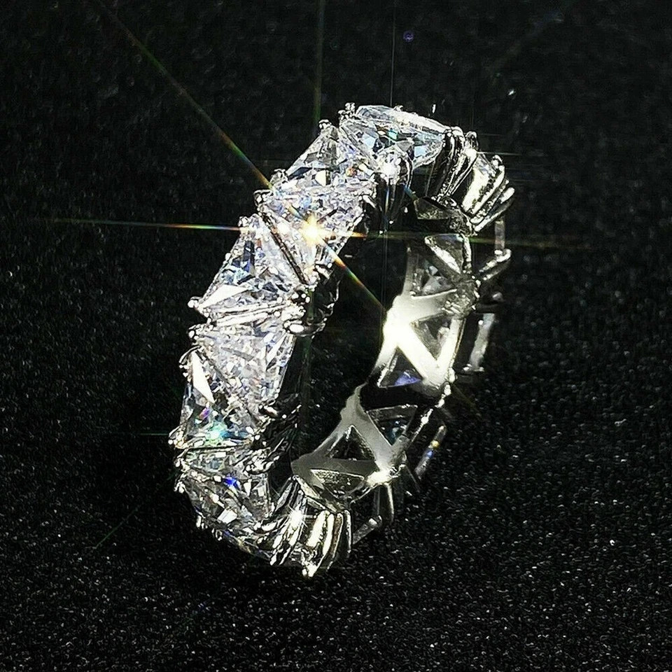 3Ct Lab Created Diamond Full Eternity Wedding Band Ring 14K White Gold Plated