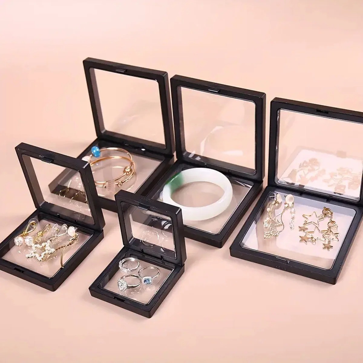 10PCS Floating Display Box 3D Suspension Jewelry Storage Case for Coins Rings