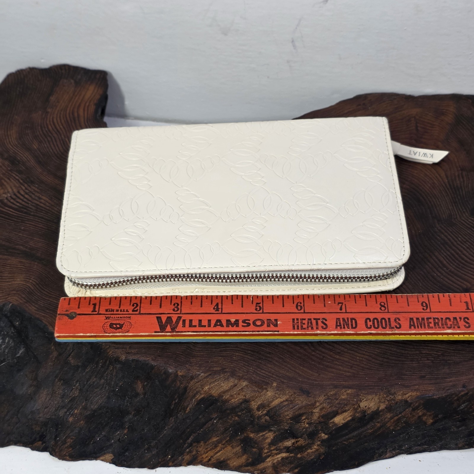 Kwiat Travel Jewelry Case White Zip Organizer Necklace Ring Earrings Leather