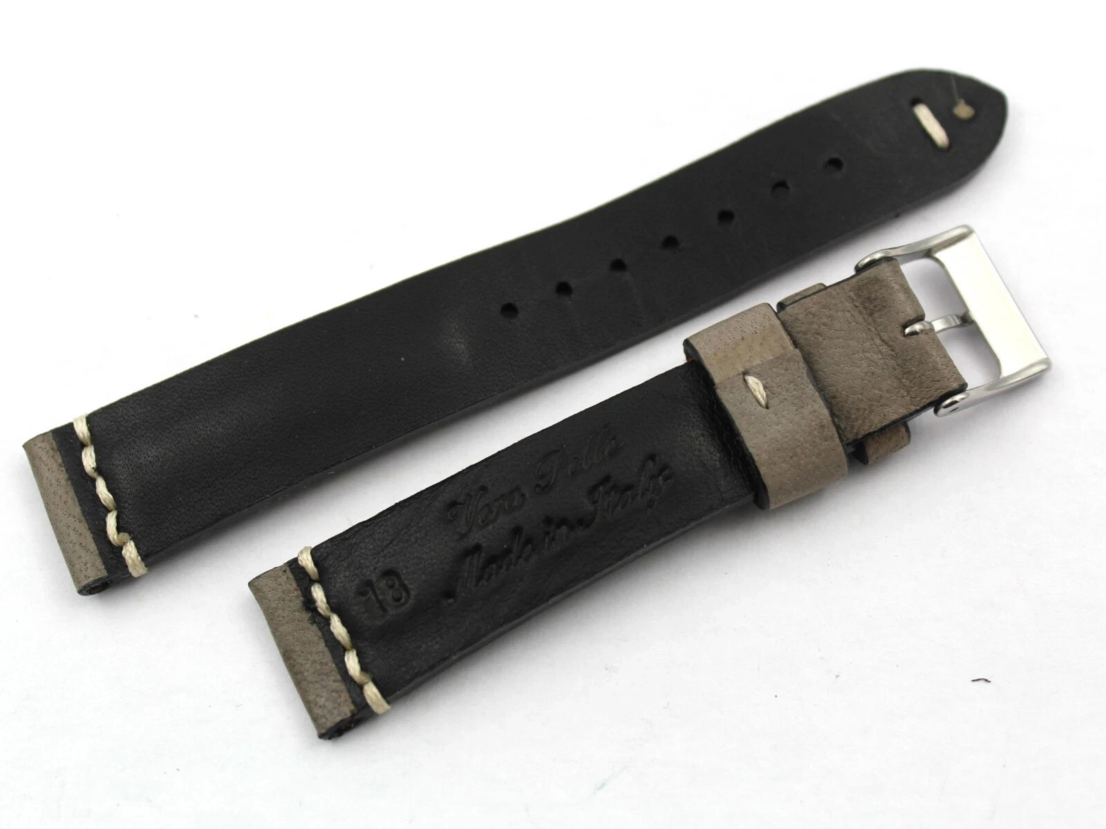 Grey/Tortora Leather Strap 18/16mm Handmade High Quality Accessories New