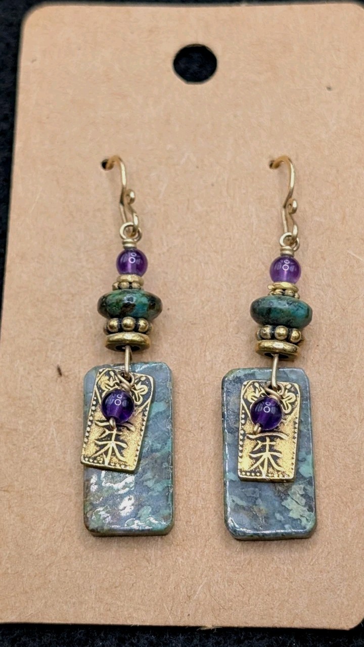 Women’s Artisan Stylish Mixed Beaded Drop Dangly Hook Earrings 💜💚