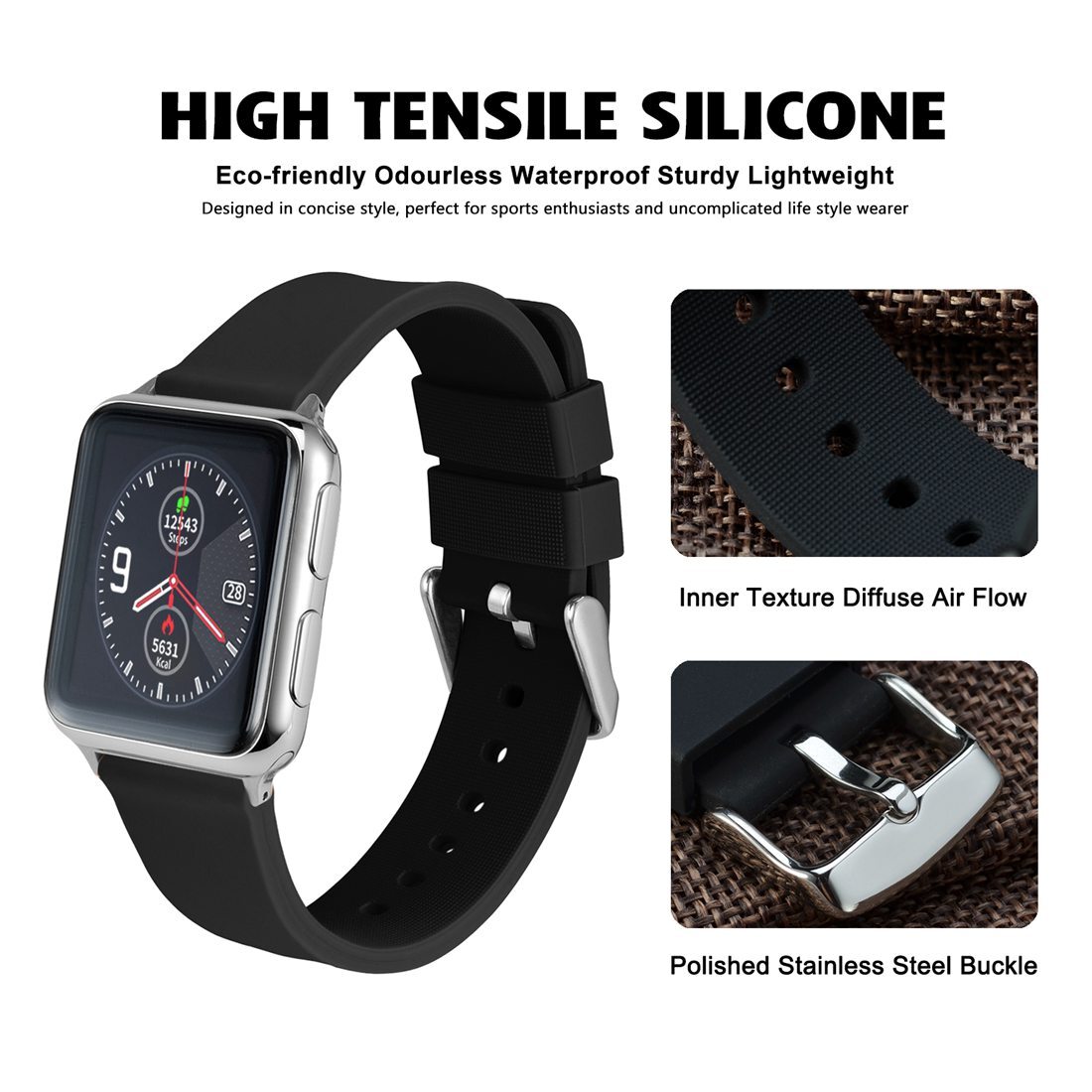 WOCCI Straps 14mm 16mm 18mm 19mm 20mm 21mm 22mm 24mm Silicone Rubber Watch Bands