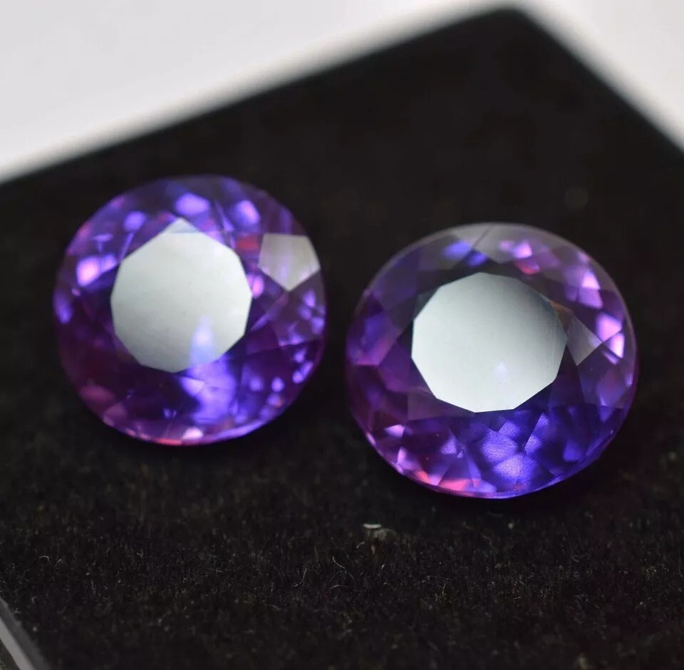 Montana 14+ Ct Sapphire Natural Pair Purple Pink Round Cut Certified Gemstones