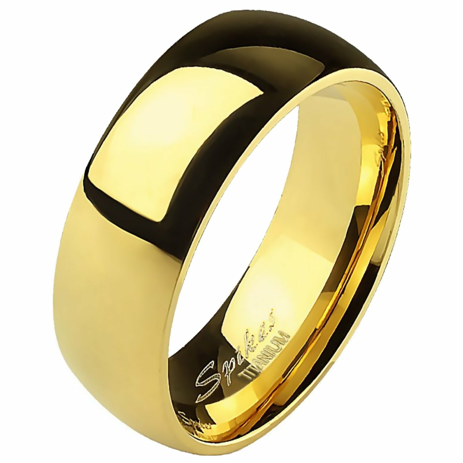 Traditional Titanium Ring Gold Wedding Band Sizes 5-13 6mm Anniversary