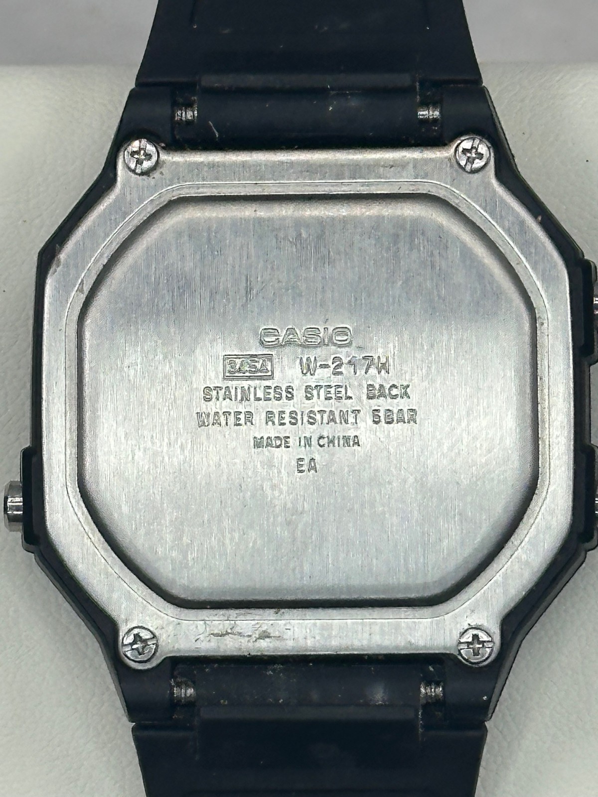 Vintage Mens Casio W217H-9AV Chronograph Watch Black Band Alarm Illuminator