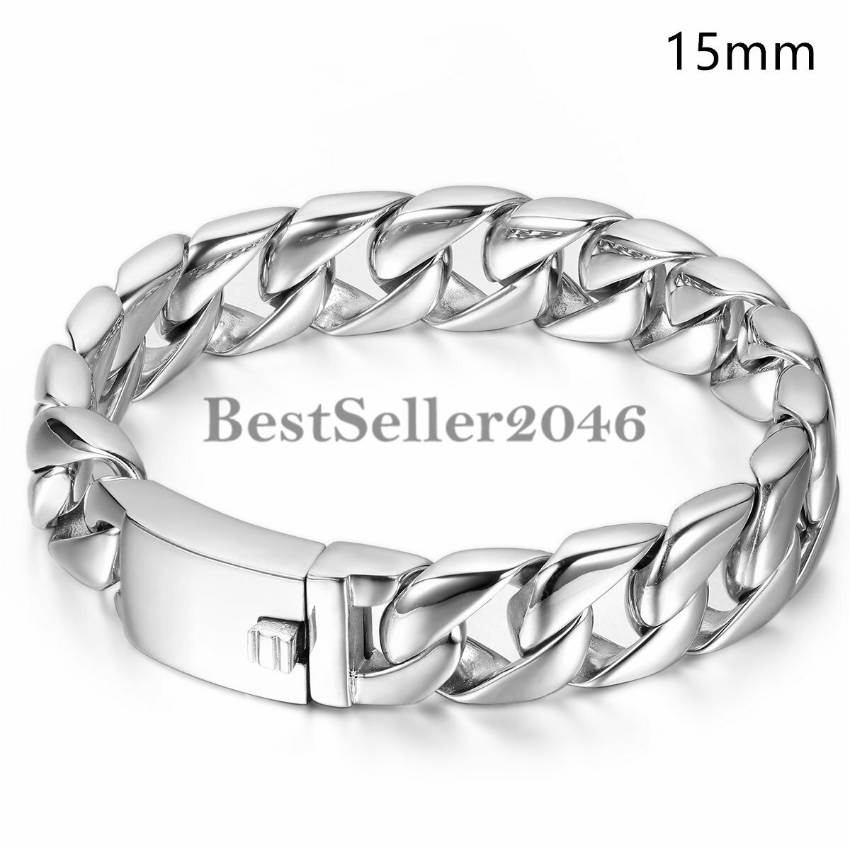 15/20/24/30MM Wide Men Heavy Biker Curb Chain Bracelet Polished Stainless Steel