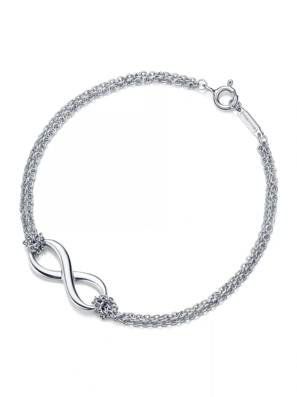 Tiffany & Co. Sterling Silver Infinity Double Chain Link Bracelet 6.5 inches