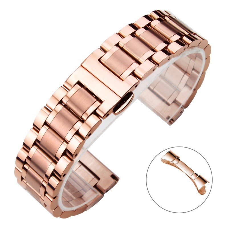 20/21/22mm Metal Watch Strap Stainless Steel Band Bracelet w Butterfly Buckle