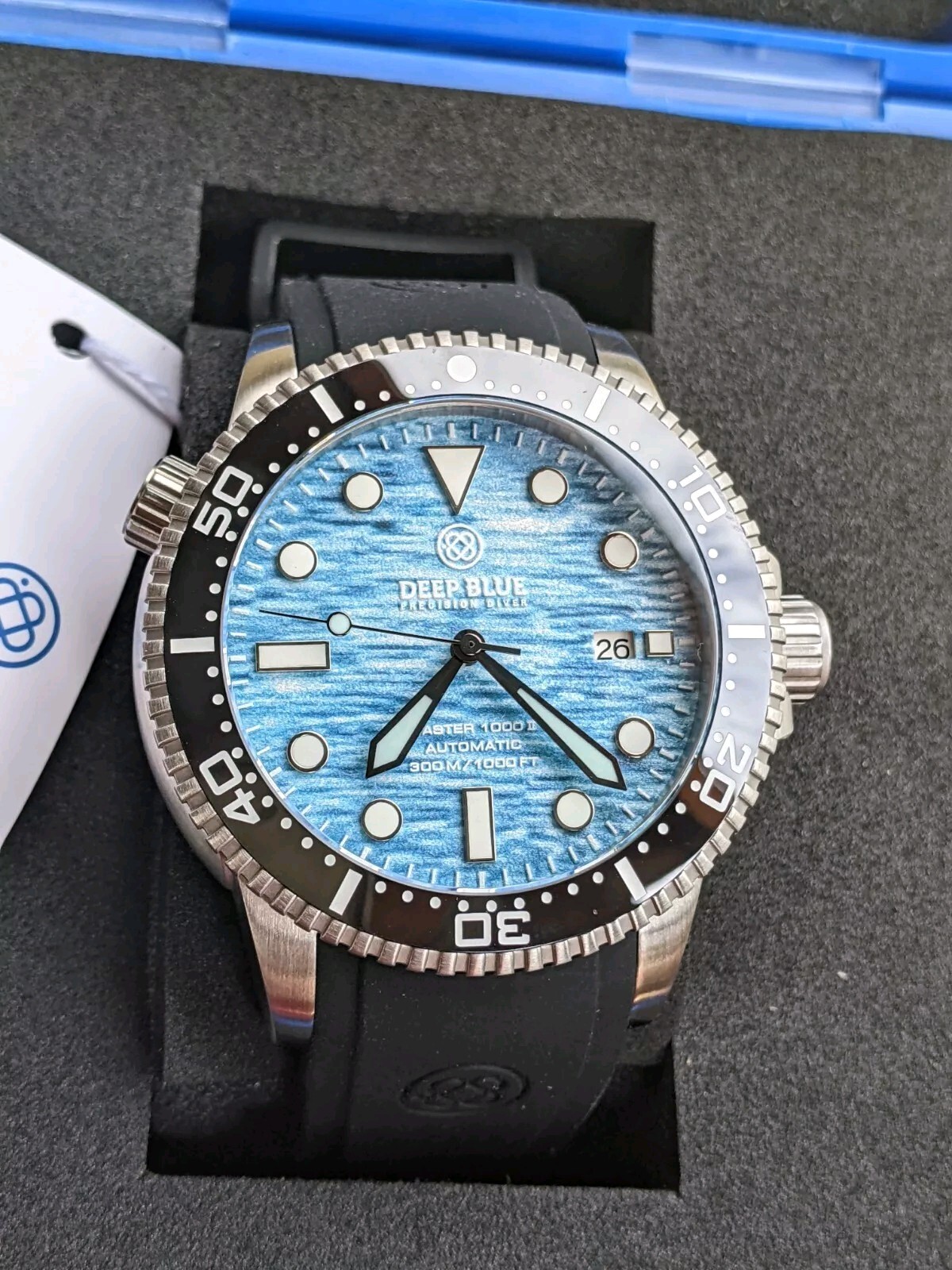 DEEP BLUE MASTER 1000 II 44MM AUTOMATIC DIVER OCEAN AQUA SEA BLUE DIAL