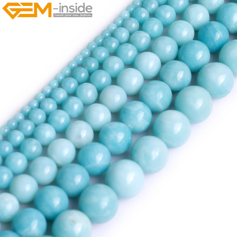 Assorted Blue Amazonite Natural Stone Round Loose Beads For Jewellery Making 15″
