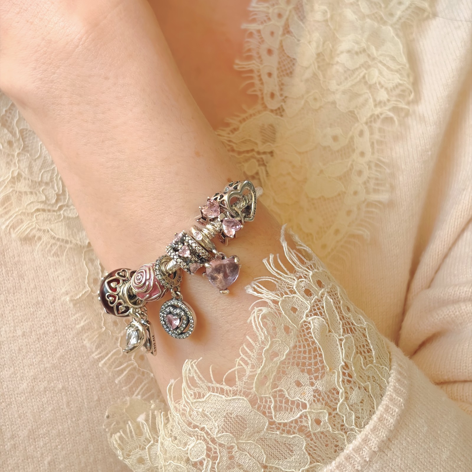PANDORA Sparkling Triple Halo Hearts Charm, #791161C01, Mother’s Day Gift