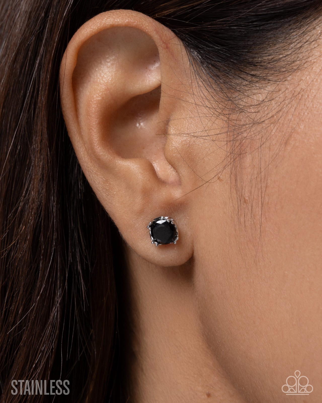 Paparazzi A Change of Color -Black Cubic Zirconia – Stainless Steel Post Earring