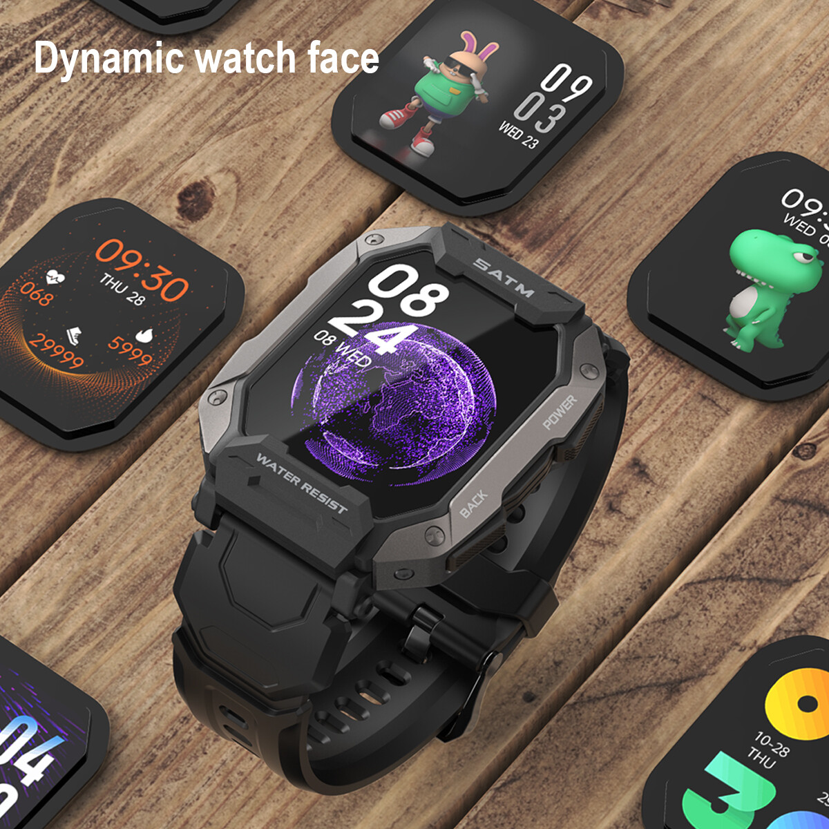 Waterproof Smart Watch Military Tactical Men Wristwatch Sports Fitness Tracker≮
