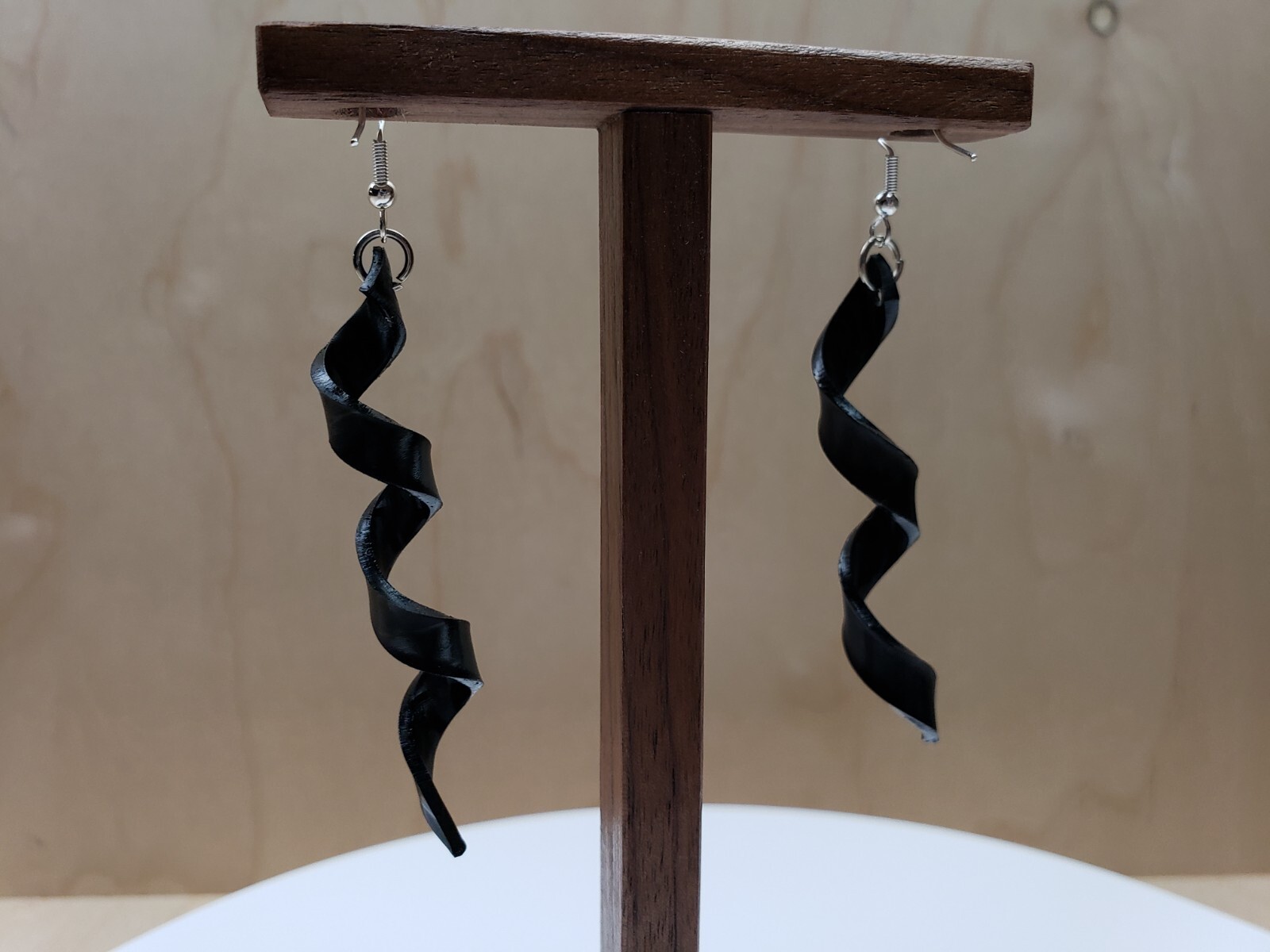 Upcycled Earrings Spiral Ribbon Twist 3D Curl Made From Upcycled LP Rock N Roll