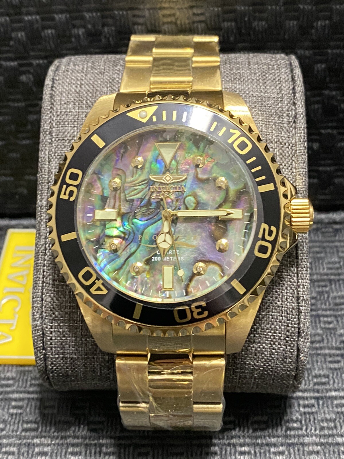 Invicta 47mm Pro Diver, Abalone W/Diamond Accents,Gold Tone Watch, Model #37403