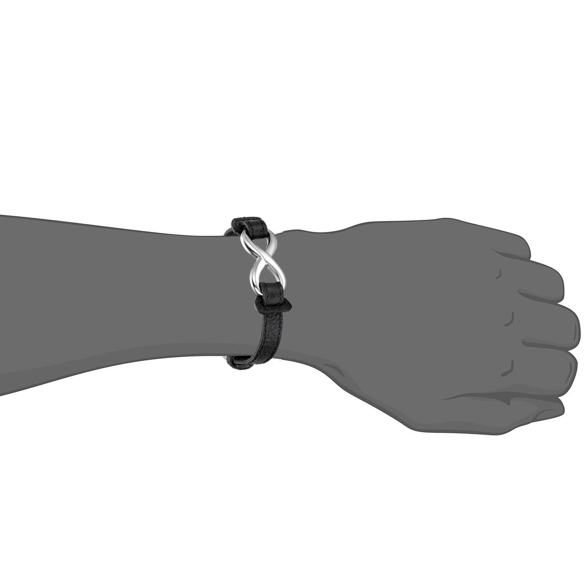 Mens Womens Leather Stainless Steel Bracelet Love Infinity Charm Bangle Black