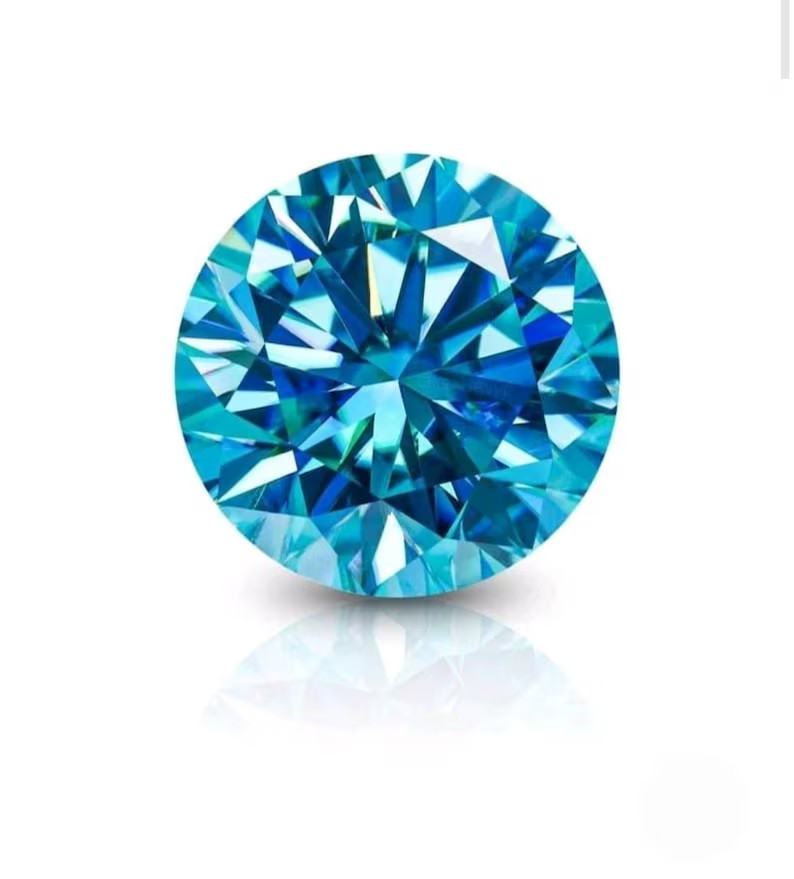 5 CT Blue Color Round Cut VVS1 Lab Grown Moissanite Diamond Gemstone 11.50MM