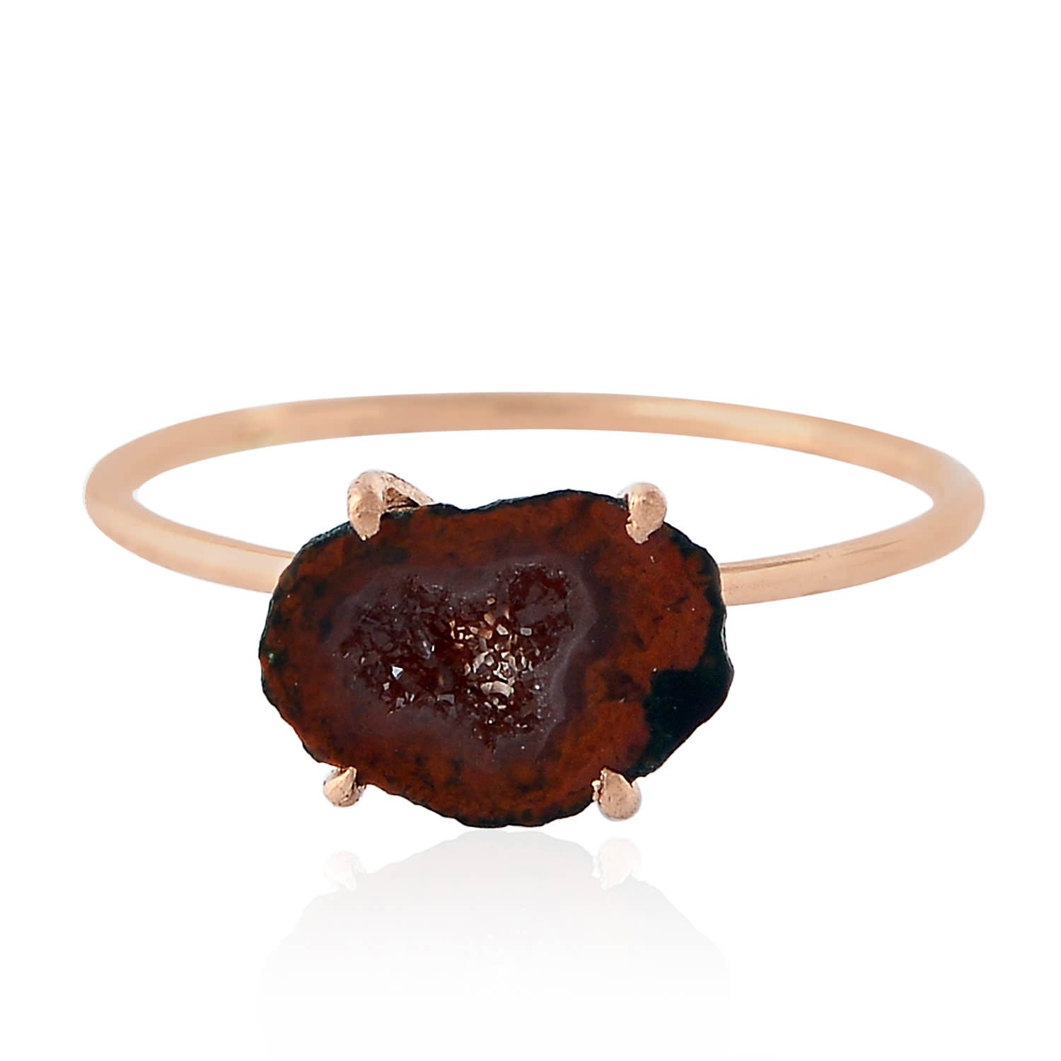 14K Gold Geode Raw Crystal Minimalist Statement Ring For Women Anniversary