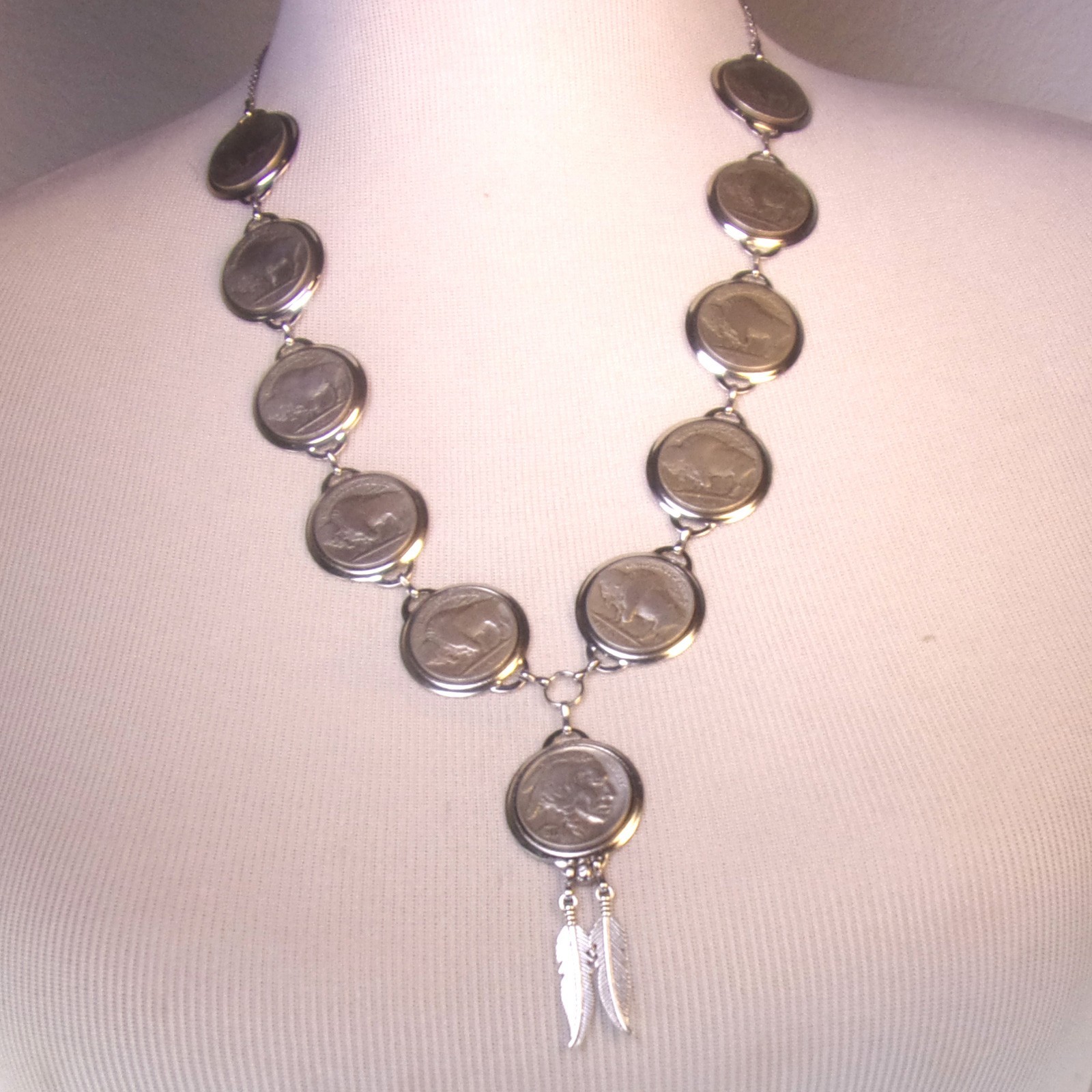 Buffalo Nickel Necklace,11 Coin Genuine Buffalo Nickel Necklace, Unique Design