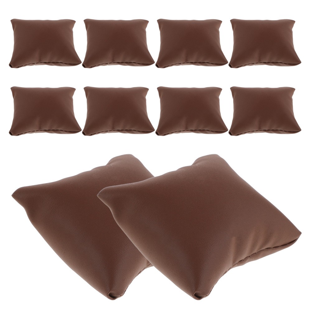 10Pcs Durable Brown PU Watch Pillow Cushions Soft Jewelry Storage Display