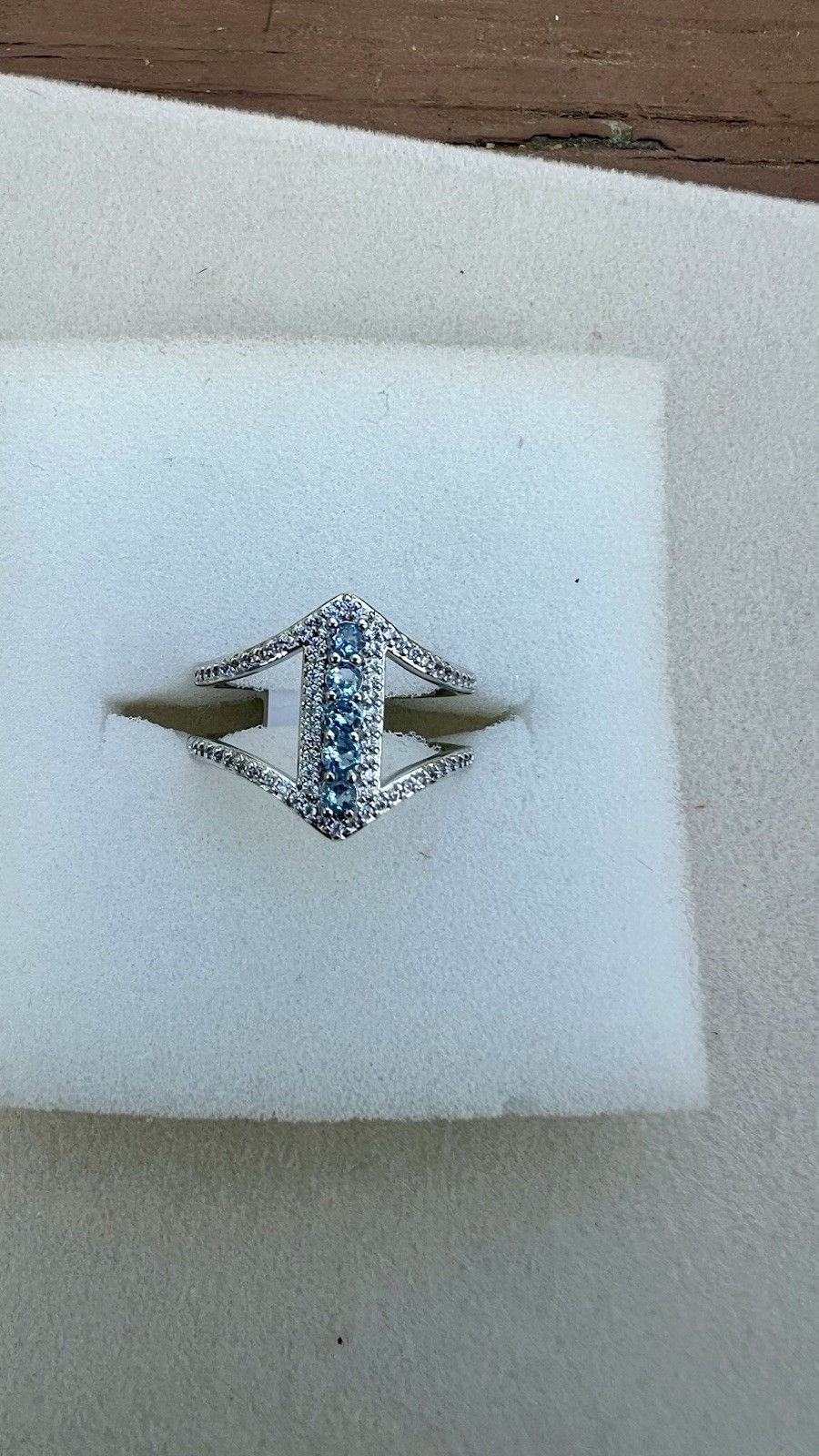 Bomb Party SZ 8 Ring Designed To Shine Aqua Blue Spinel Rhodium Plating