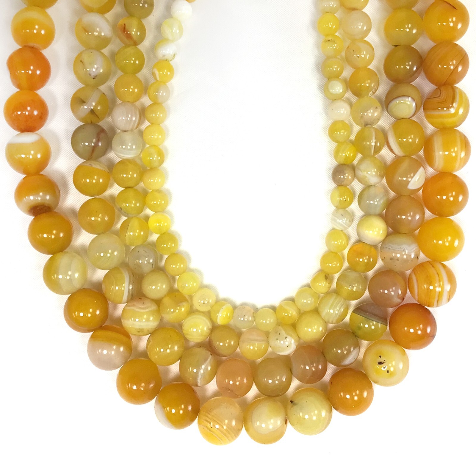Natural Gold Yellow Stripe Agate Round Bead 15″ Jewelry Making Gemstone Bead