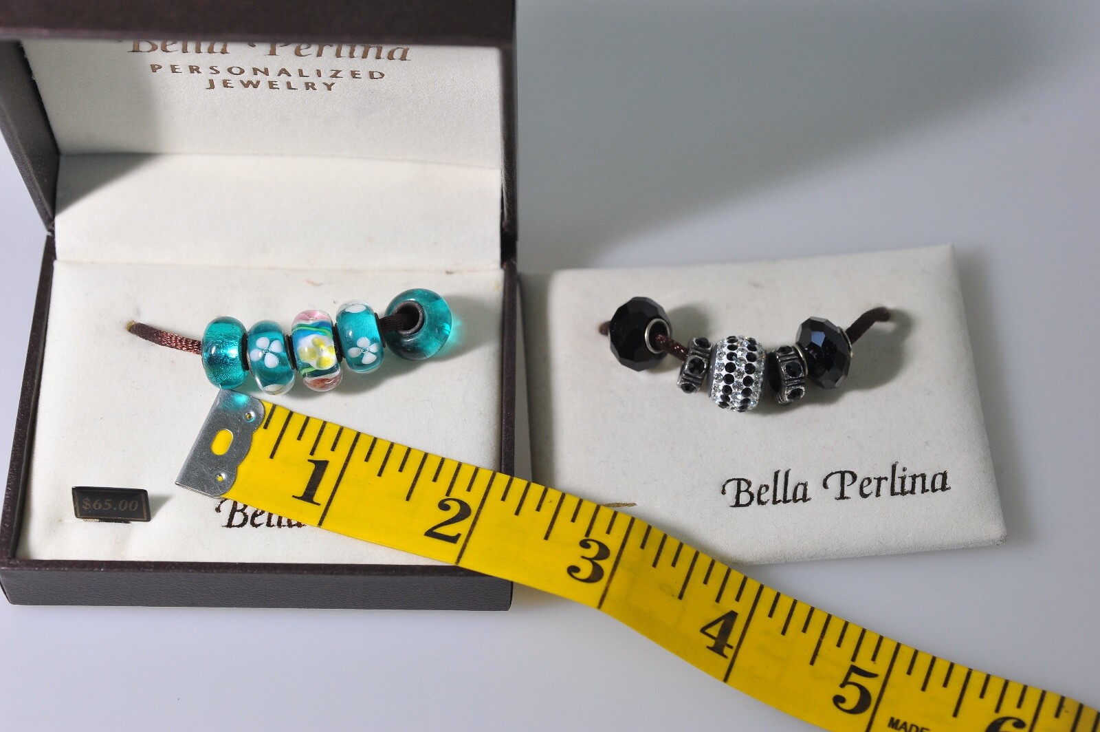 Bella Perlina Charm bracelet LOT blue turquoise black glass crystal PQ