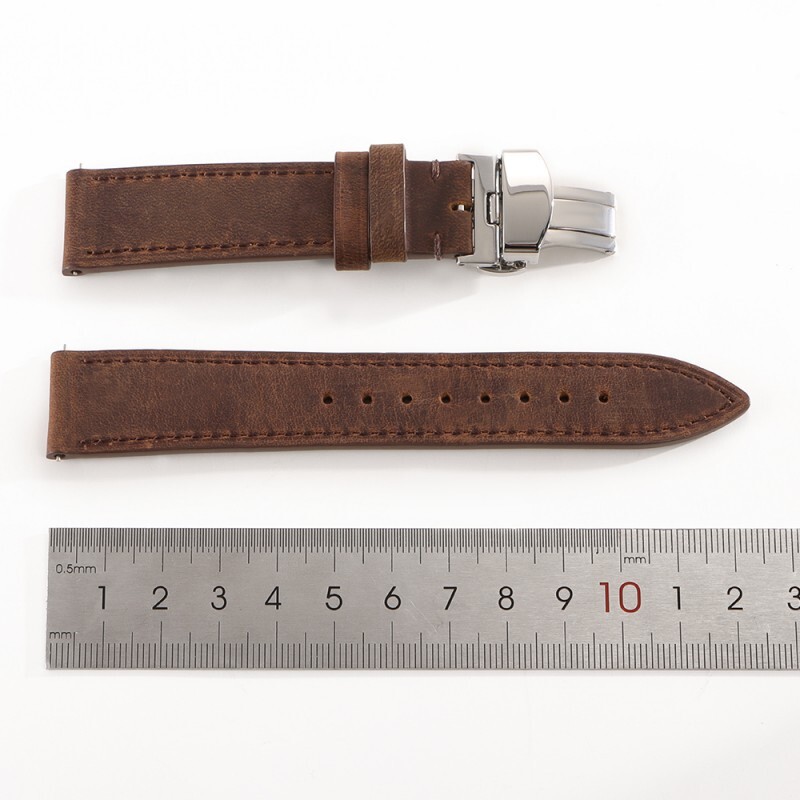 Quality Genuine Leather Watch Band 18mm-24mm Quick Release Strap Butterfly Clasp