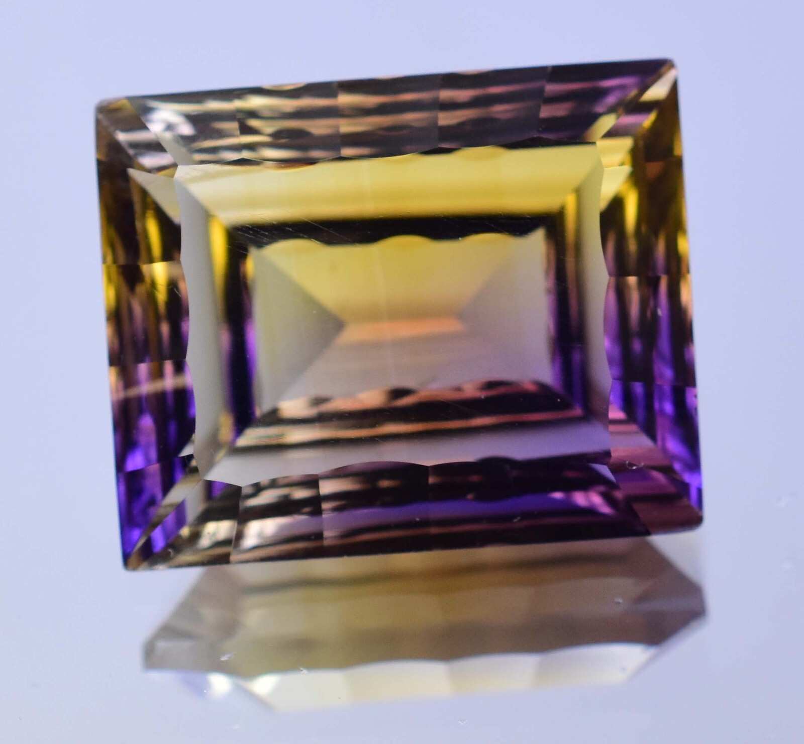 Untreated Natural Bi-Color Ametrine 22.20 Ct Square Emerald Certified Gemstone